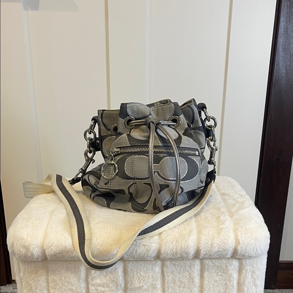 Coach Gray Crossbody Bag with Signature Pattern